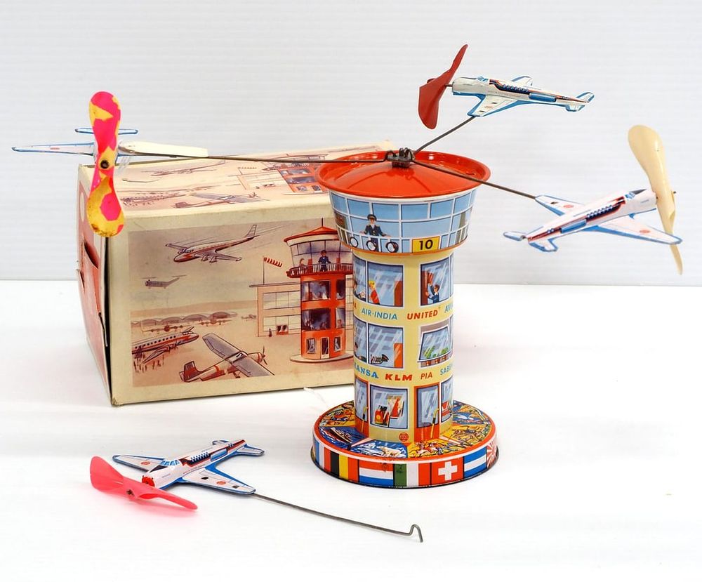Lot 90: Wind-up Airport Control Tower toy