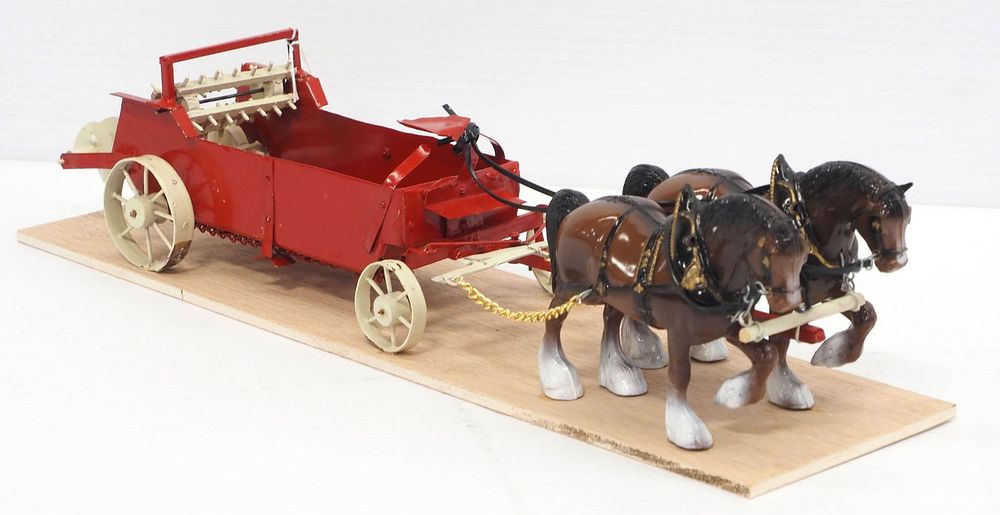 Lot 144: Custom made manure spreader with team of horses