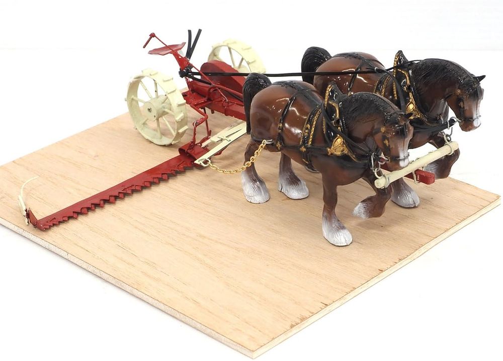 Lot 145: Custom made hay mower with team of horses