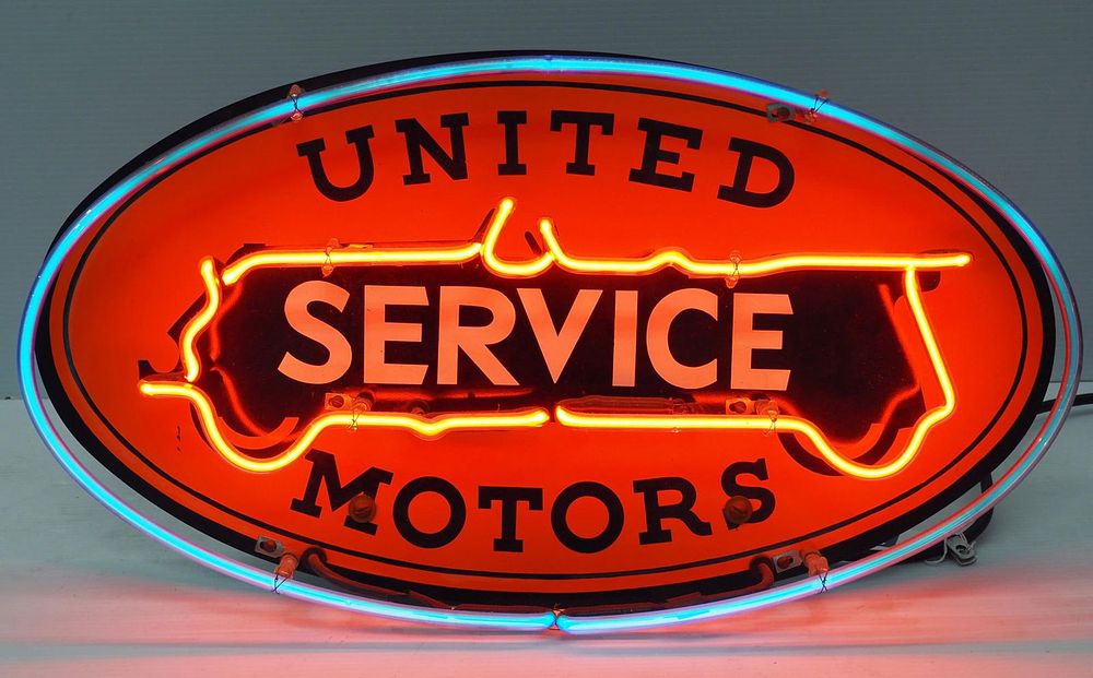 Lot 349: Neon United Motors Service sign