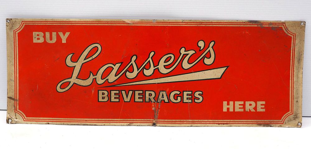 Lot 392: Buy Lasser's Beverages Here sign