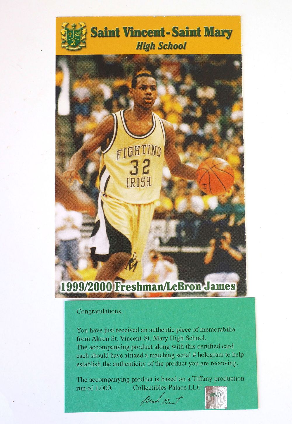 Lot 27: 1999-2000 LeBron James St Vincent/St Mary  Memorabilia
