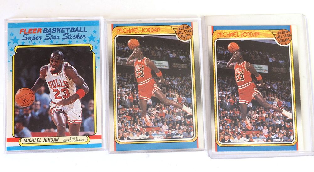 Lot 150: (3) 1988 Fleer Michael Jordan Cards