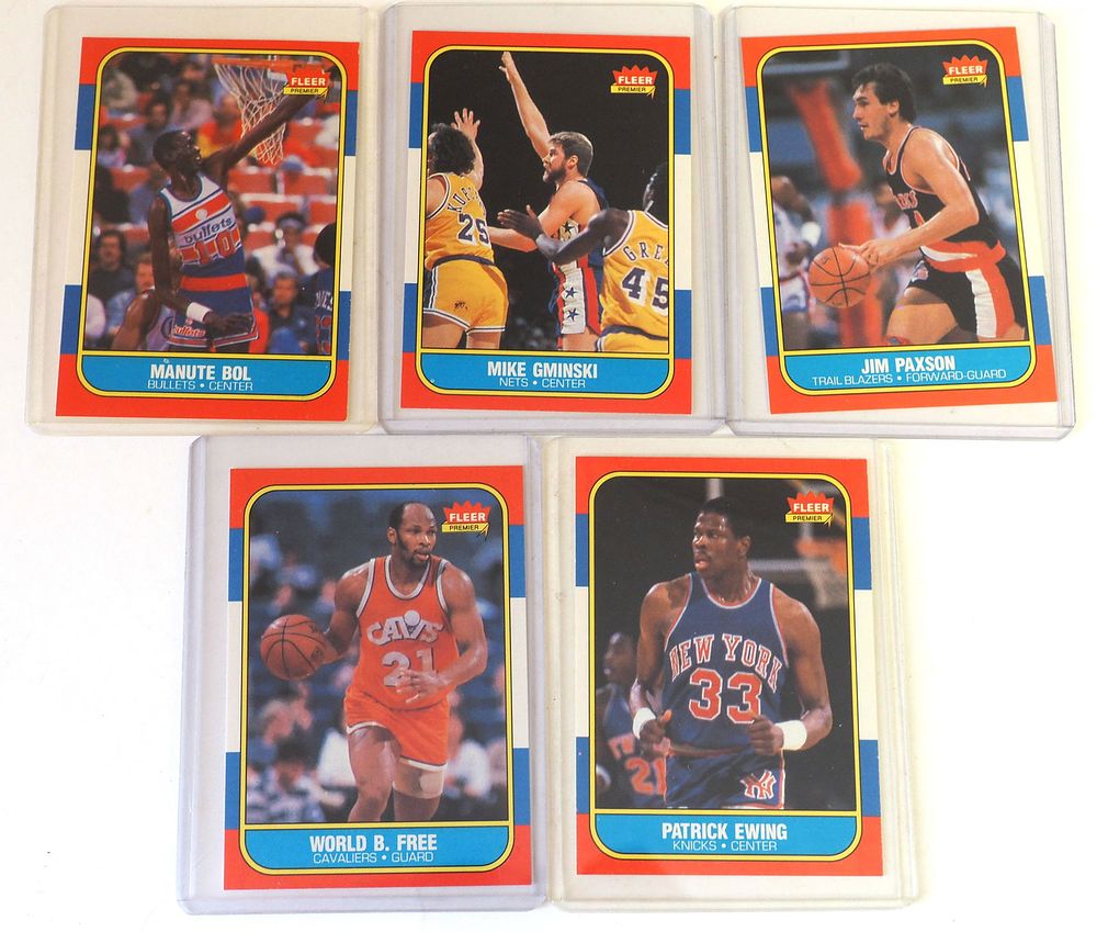 Lot 173: (5) 1986 Fleer Basketball Cards