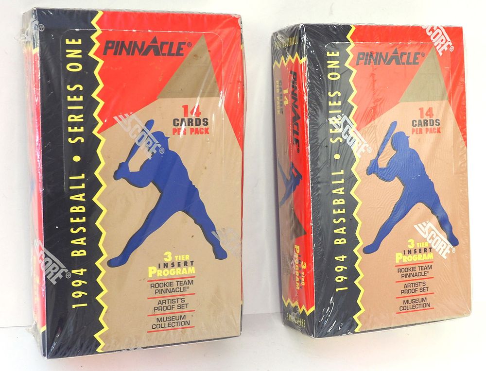 Lot 248: (2) 1994 Score Pinnacle MLB Baseball Series 1 Hobby Box