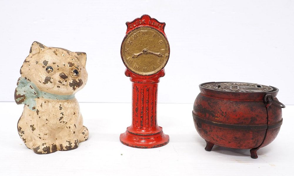 Lot 75C: (3) Cast iron banks