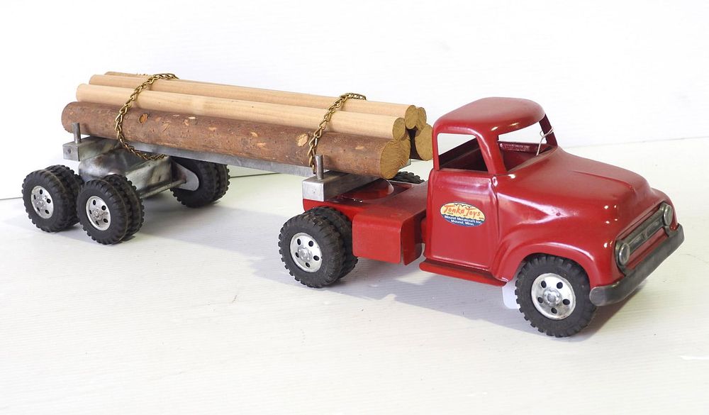Lot 329: Tonka log hauler truck with older repaint