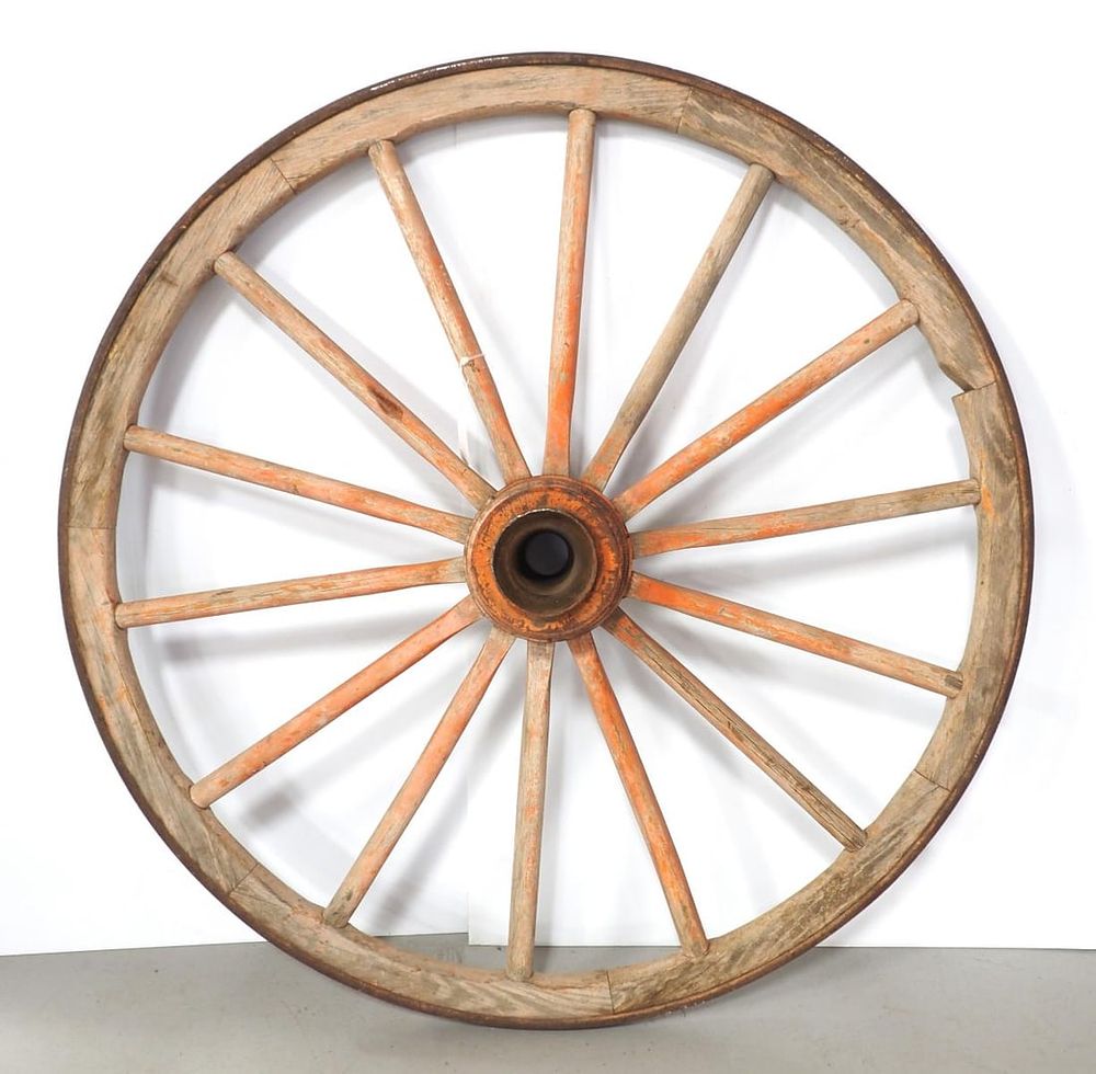 Lot 1112: Wooden wagon wheel