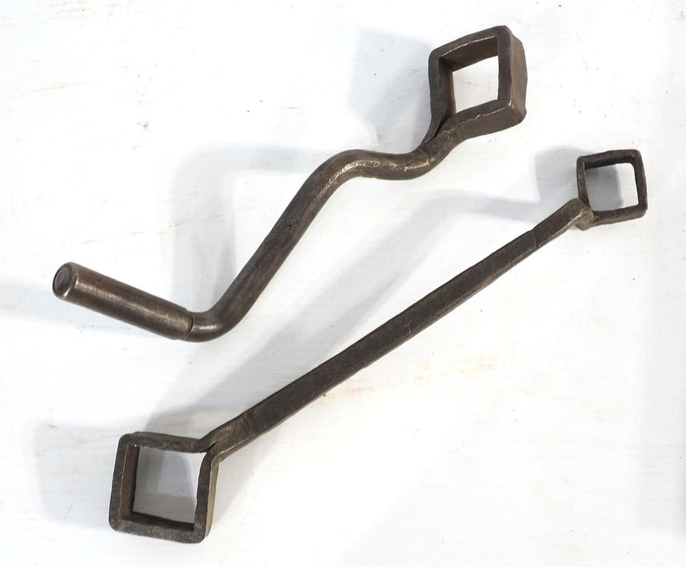 Lot 1327: (2) Large hand-wrought wagon wrenches