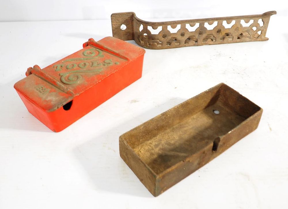 Lot 1357: (3) Cast iron tool boxes
