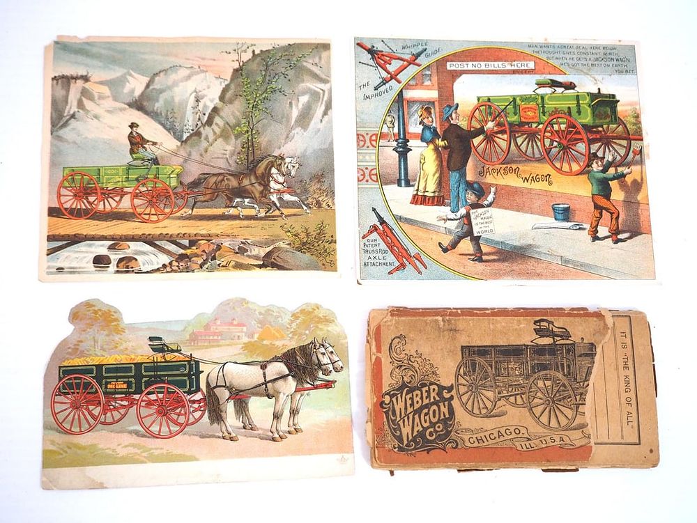Lot 1391: (4) Paper box wagon advertisements