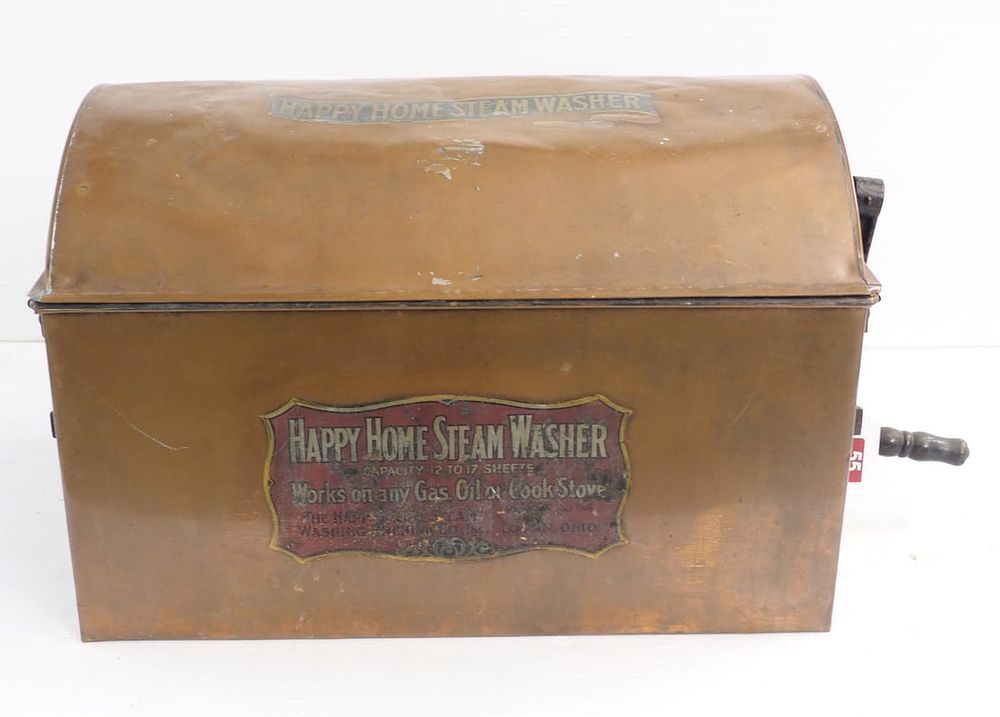 Lot 55: Copper, table-top, hand-crank washer