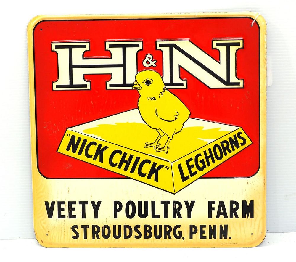 Lot 71: H&N "Nick Chick" Leghorns sign