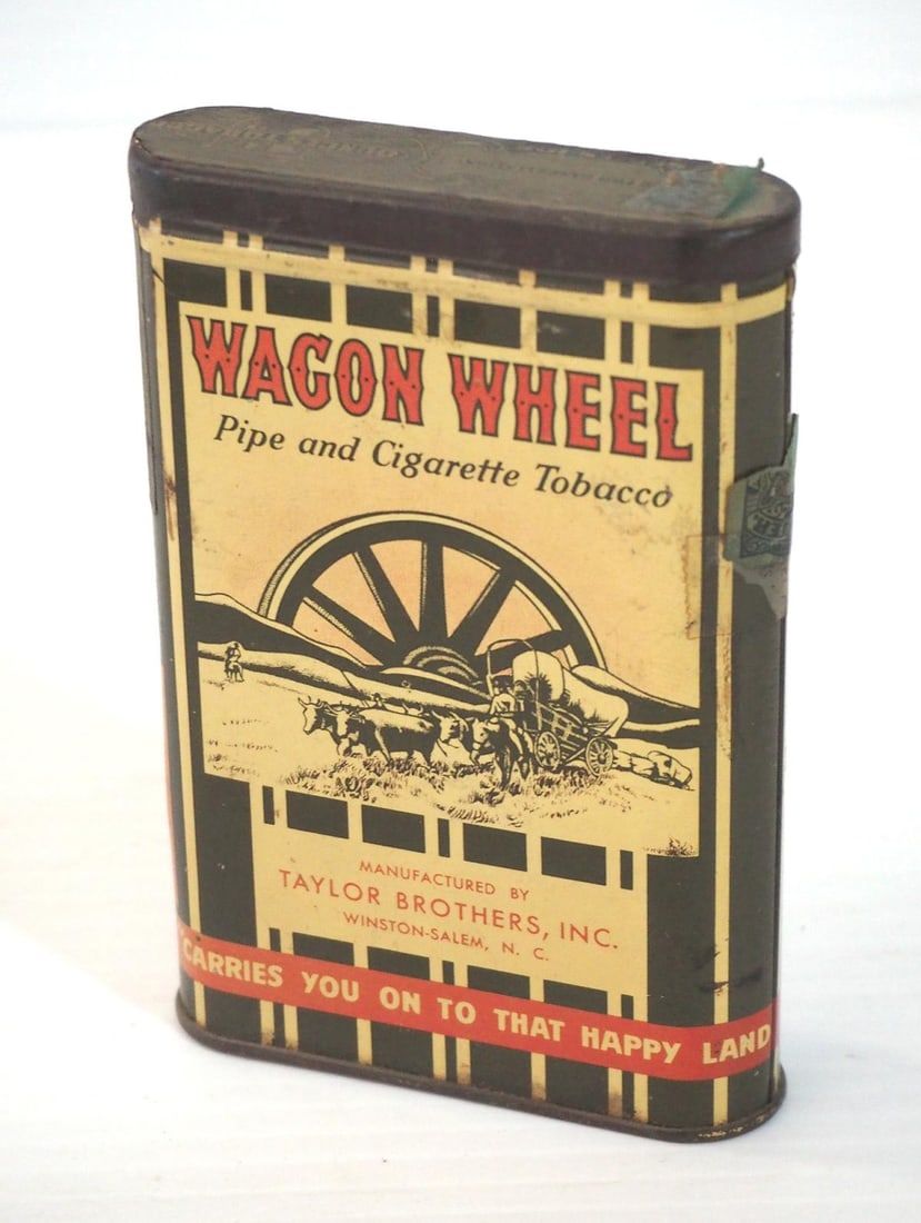 Lot 95: Wagon Wheel Pipe and Cigarette Tobacco tin