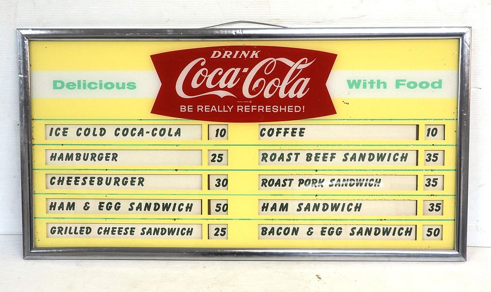 Lot 298: Coca Cola menu board