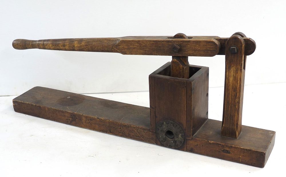 Lot 355: Very primitive wooden sausage stuffer