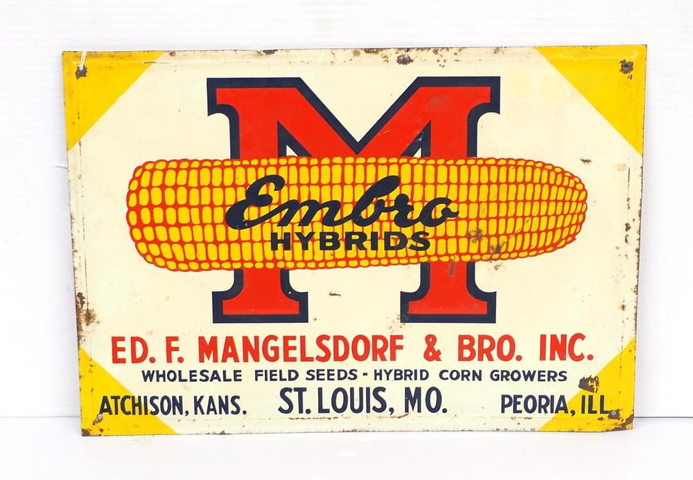 Lot 357: Ed. F. Mangelsdorf & Bro. Inc. Embro Hybrids sign