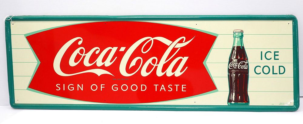 Lot 2090: 1960 Ice Cold Coca Cola sign