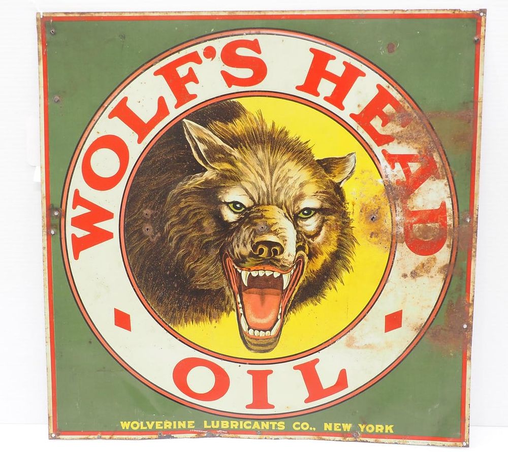Lot 2229: Wolf's Head Oil sign