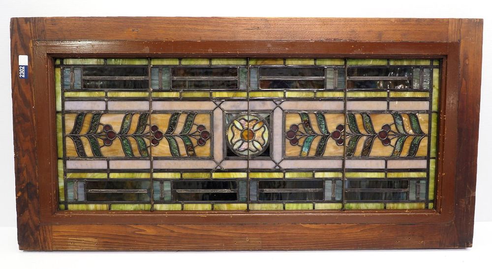 Lot 2302: Multi-colored stained glass window