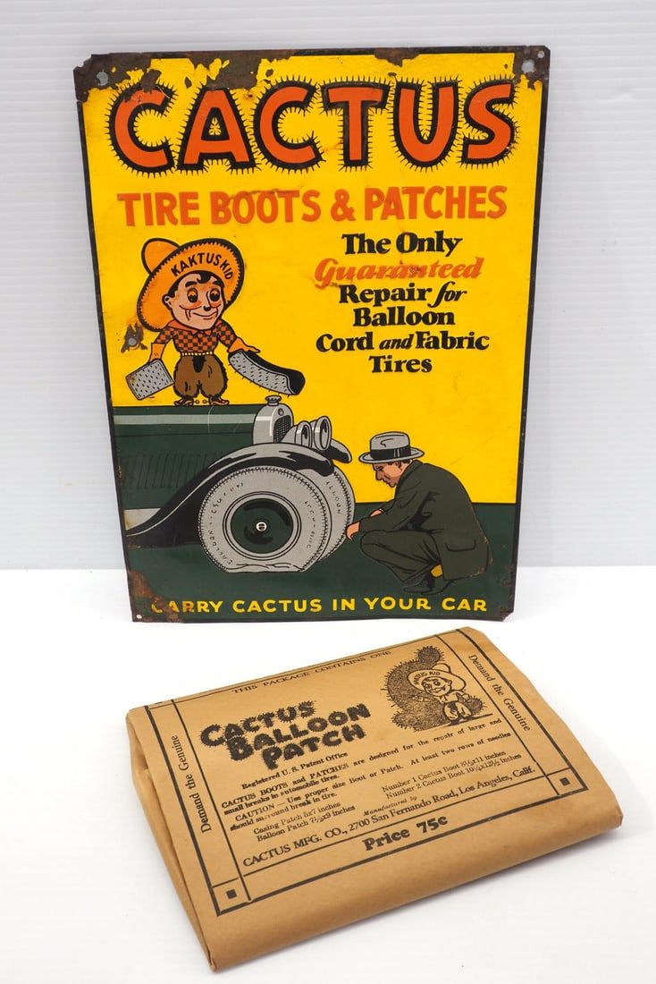 Lot 2310: Cactus Tire Boots & Patches sign