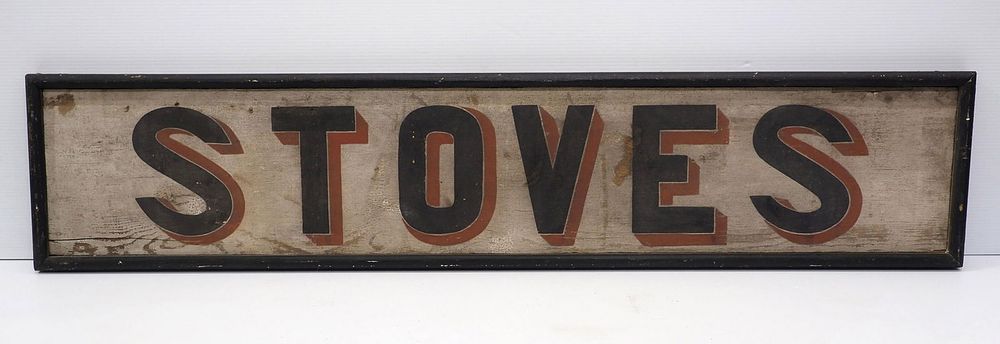 Lot 2387: Wooden Stoves sign