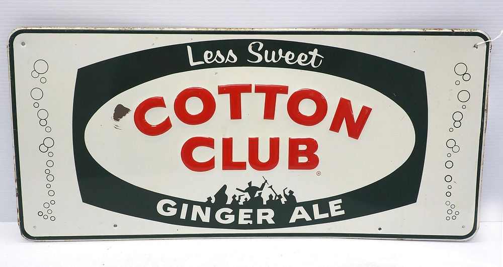 Lot 2399: Cotton Club Ginger Ale sign