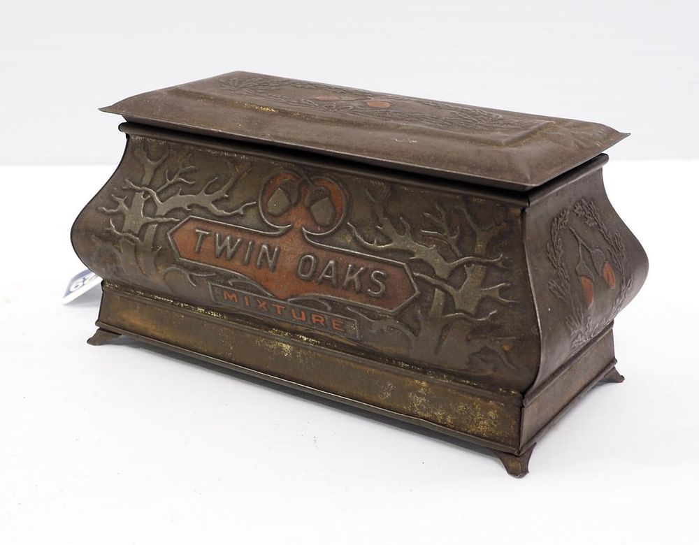 Lot 2429: Tin Twin Oaks mixture tobacco box