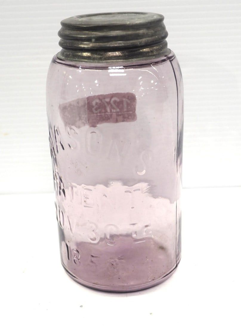Lot 1273: 1-quart Mason amethyst canning jar