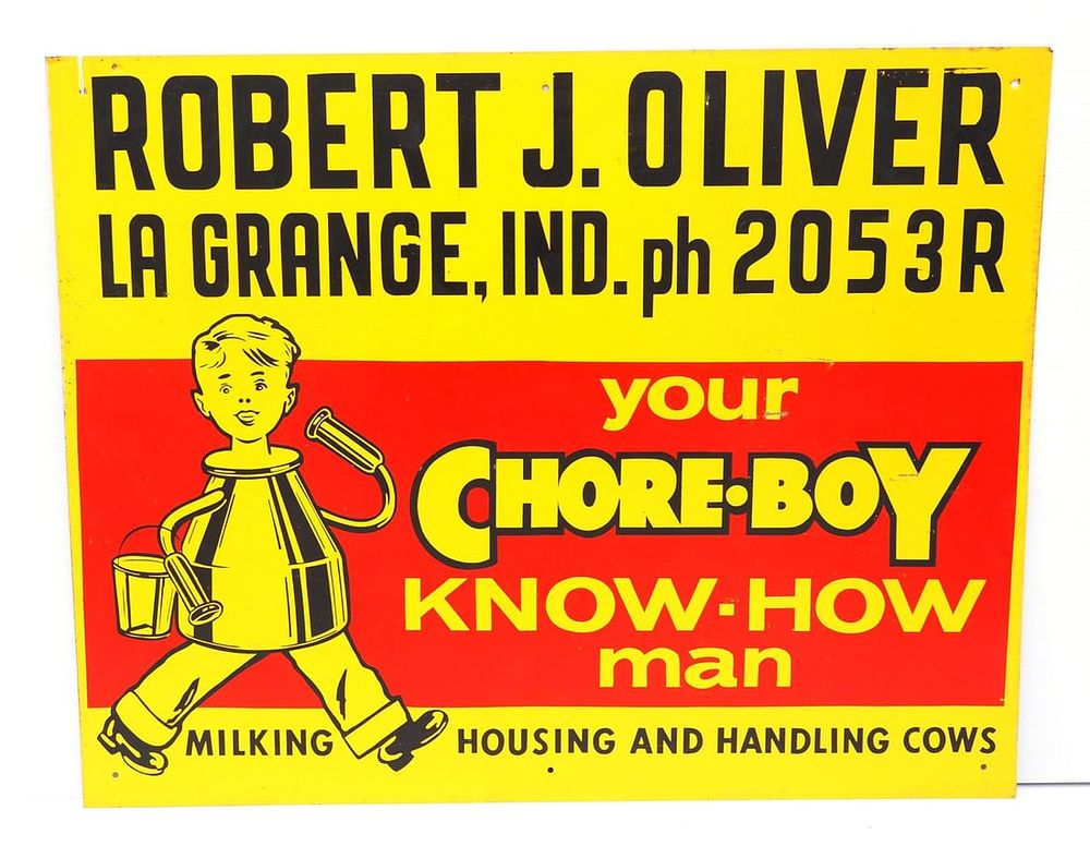 Lot 1277: Chore Boy sign for Robert Oliver of Lagrange, IN