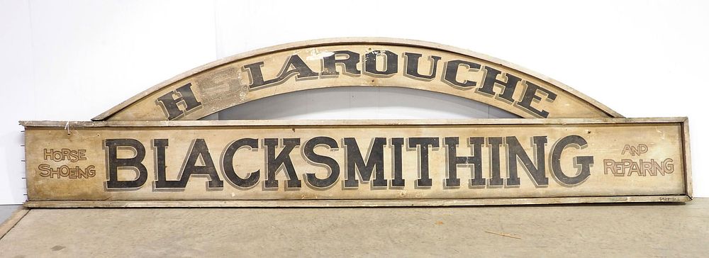 Lot 1281: HS Larouche Blacksmithing sign