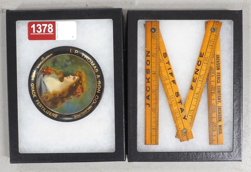 Lot 1378: Advertising tip tray / folding ruler