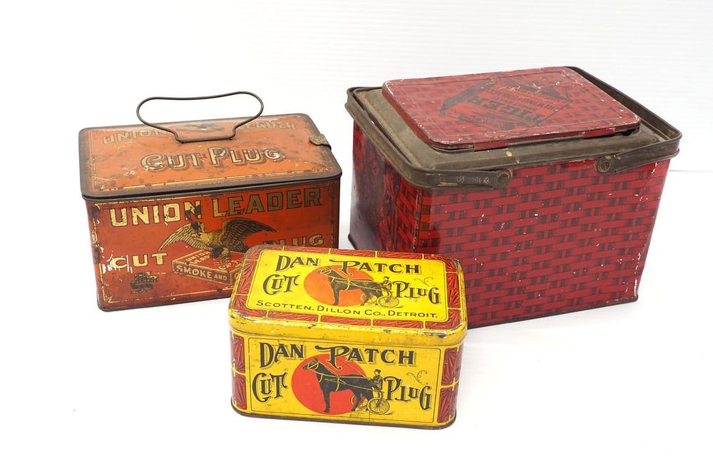 Lot 1447: (3) Tin tobacco tins