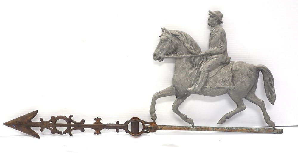 Lot 1678: Hollow-body horse & rider weathervane