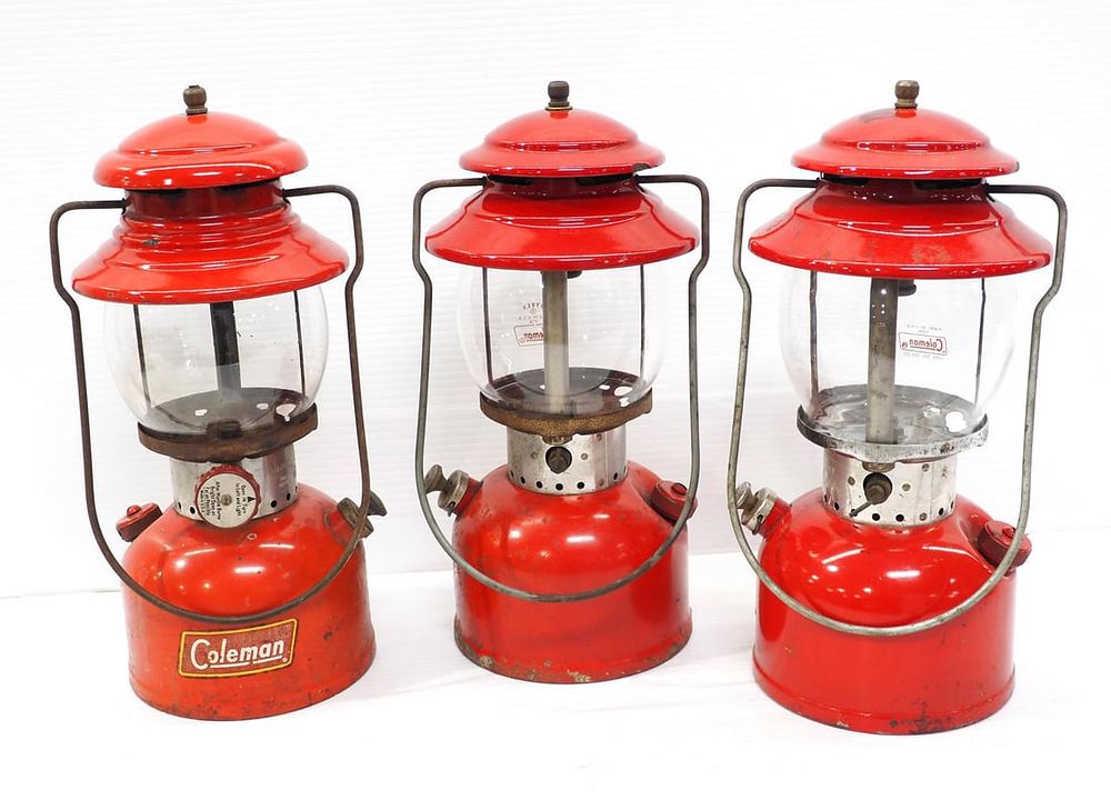 Lot 613: (3) Coleman Model 200A Red Lanterns