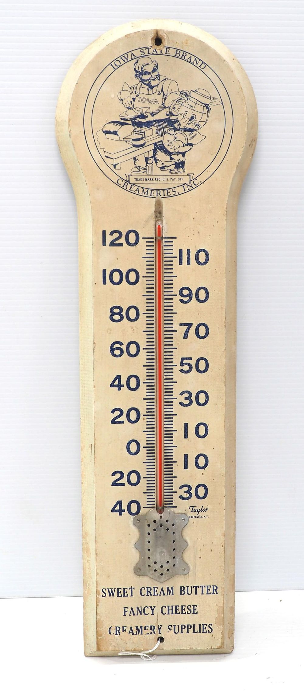 Lot 1012: Iowa State Brand Creameries thermometer