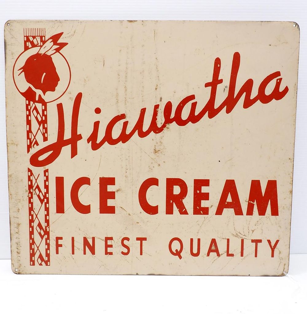 Lot 1076: Hiawatha Ice Cream sign