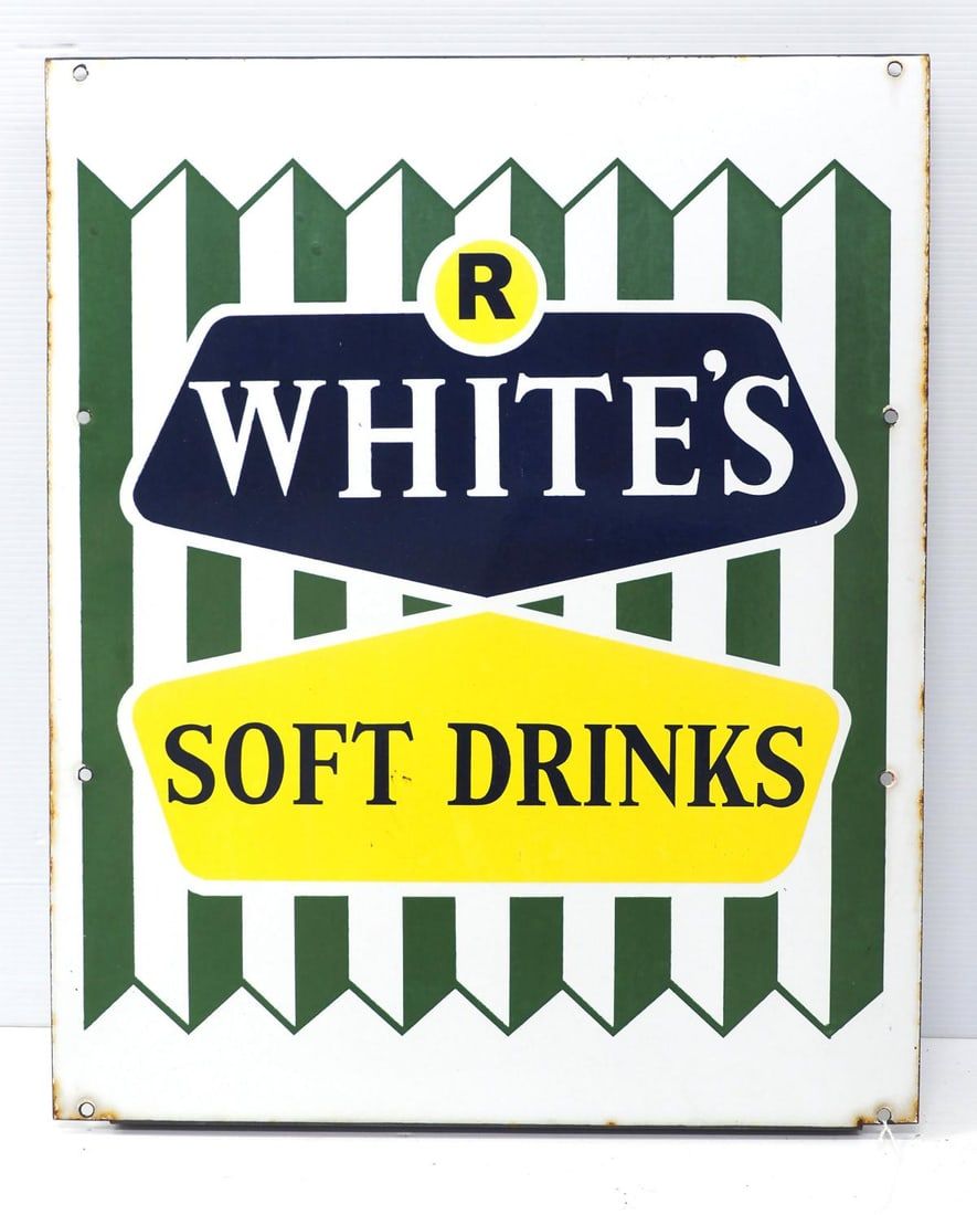 Lot 1100: White's Soft Drinks sign