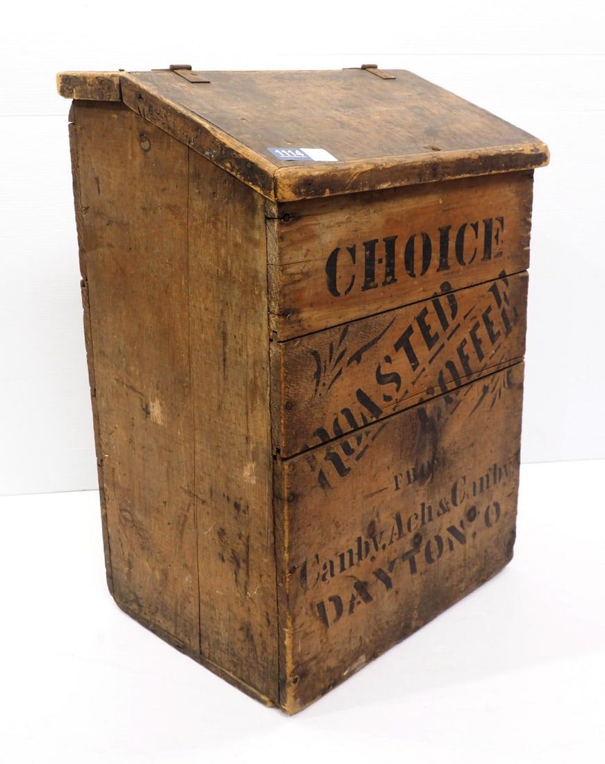 Lot 1114: Choice Roasted Coffee wooden coffee bin