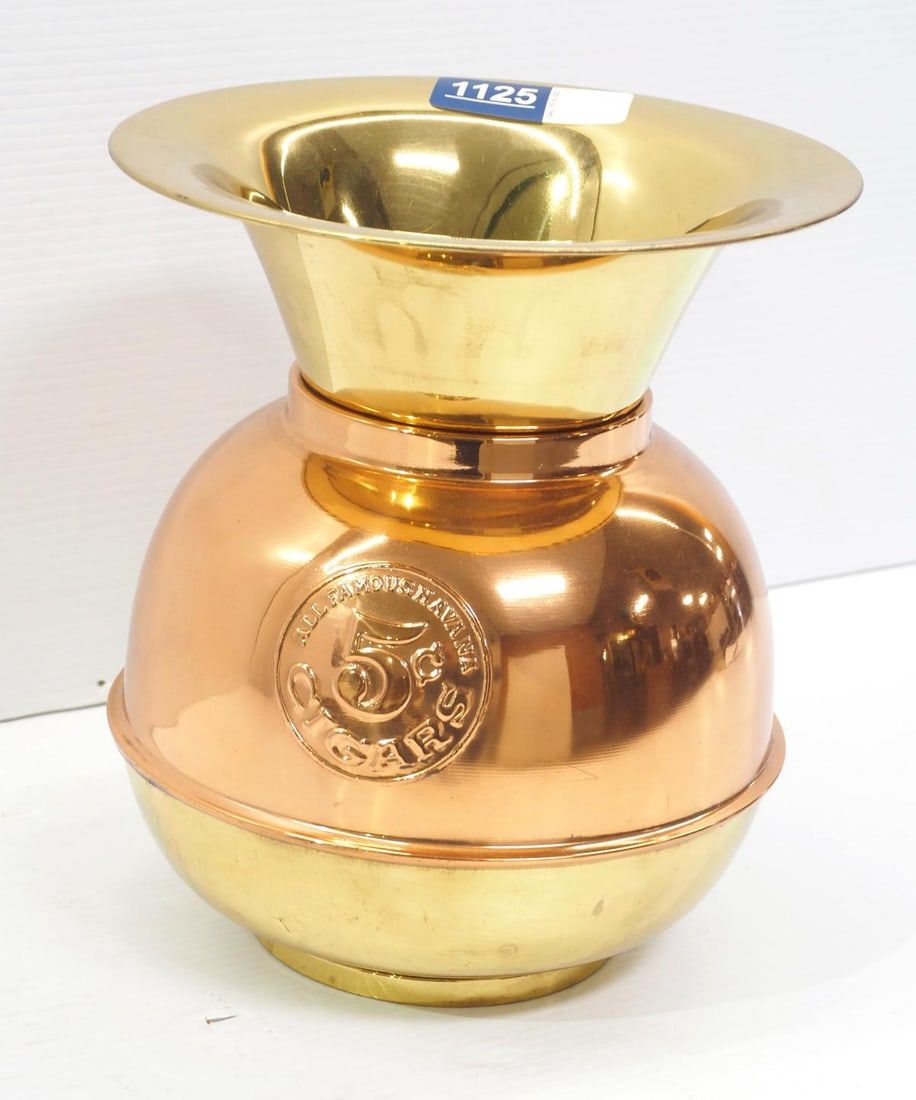 Lot 1125: Brass & copper spittoon