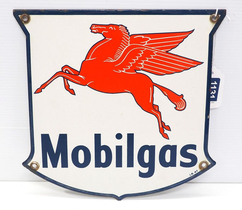 Lot 1131: Mobilgas sign with Pegasus graphic