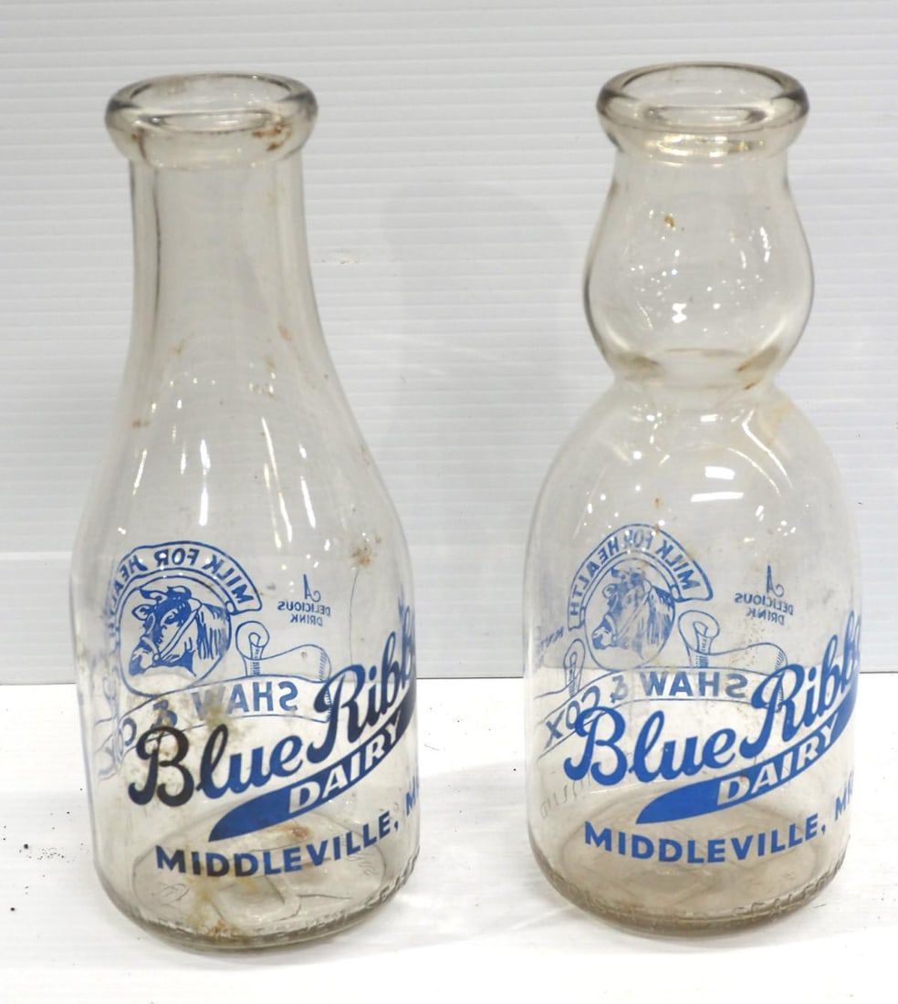 Lot 1137: (2) 1-quart milk bottles