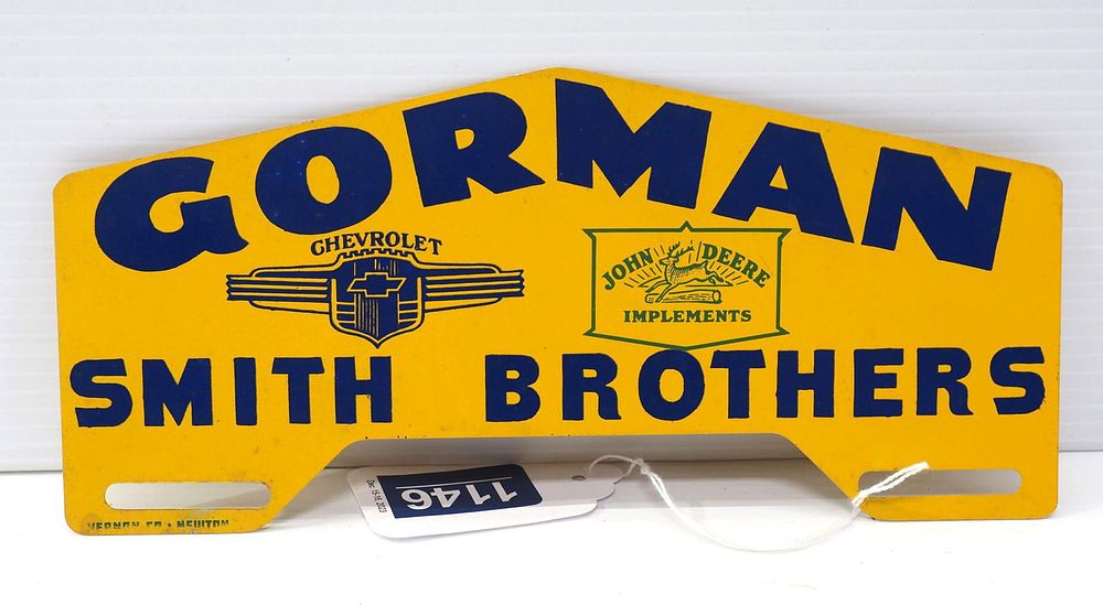 Lot 1146: John Deere, Gorman Smith license plate topper