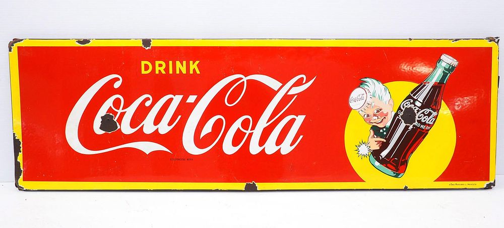 Lot 1155: Drink Coca Cola sign with Sprite boy graphic