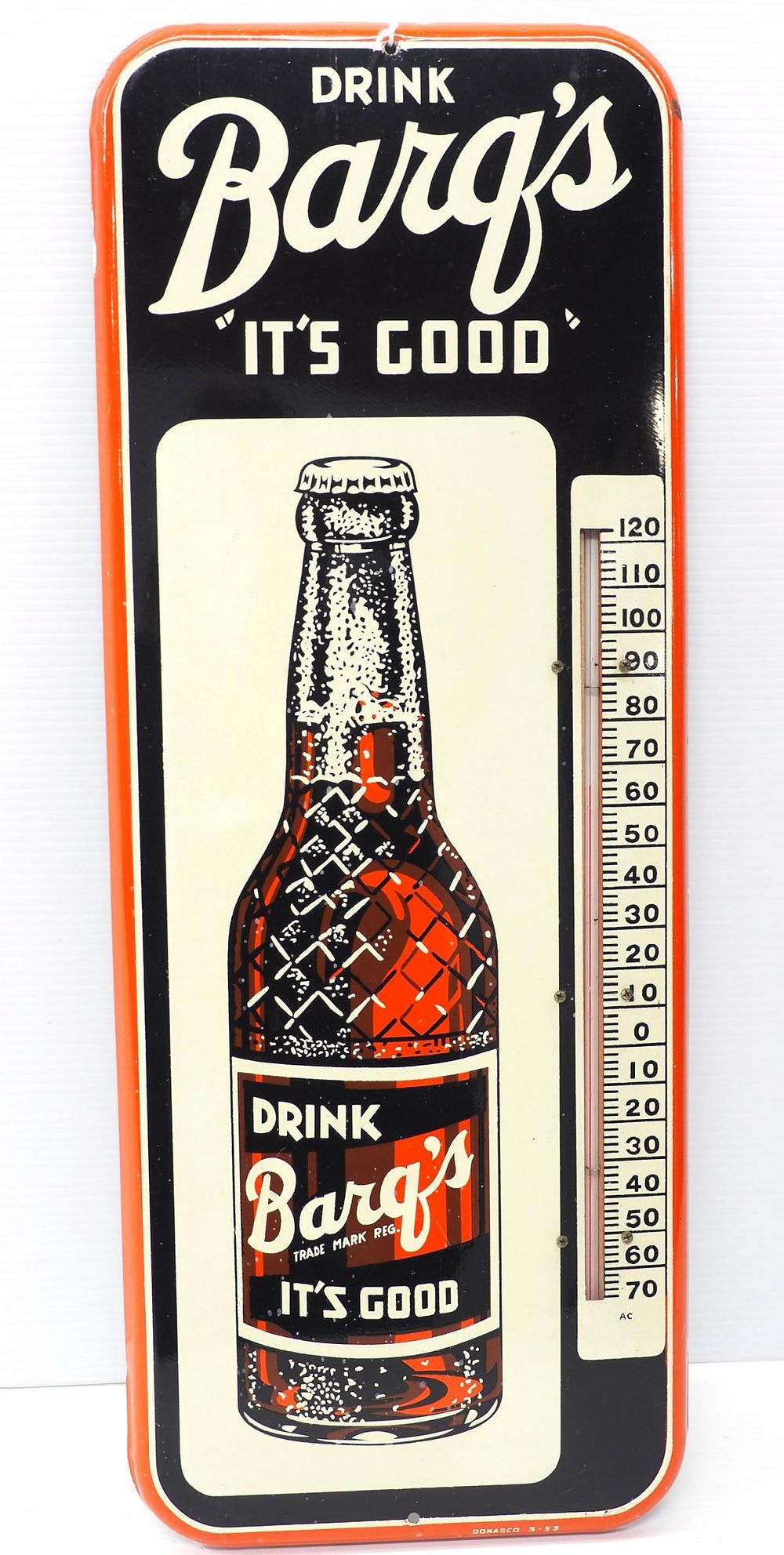 Lot 1156: Drink Barq's 'It's Good' thermometer