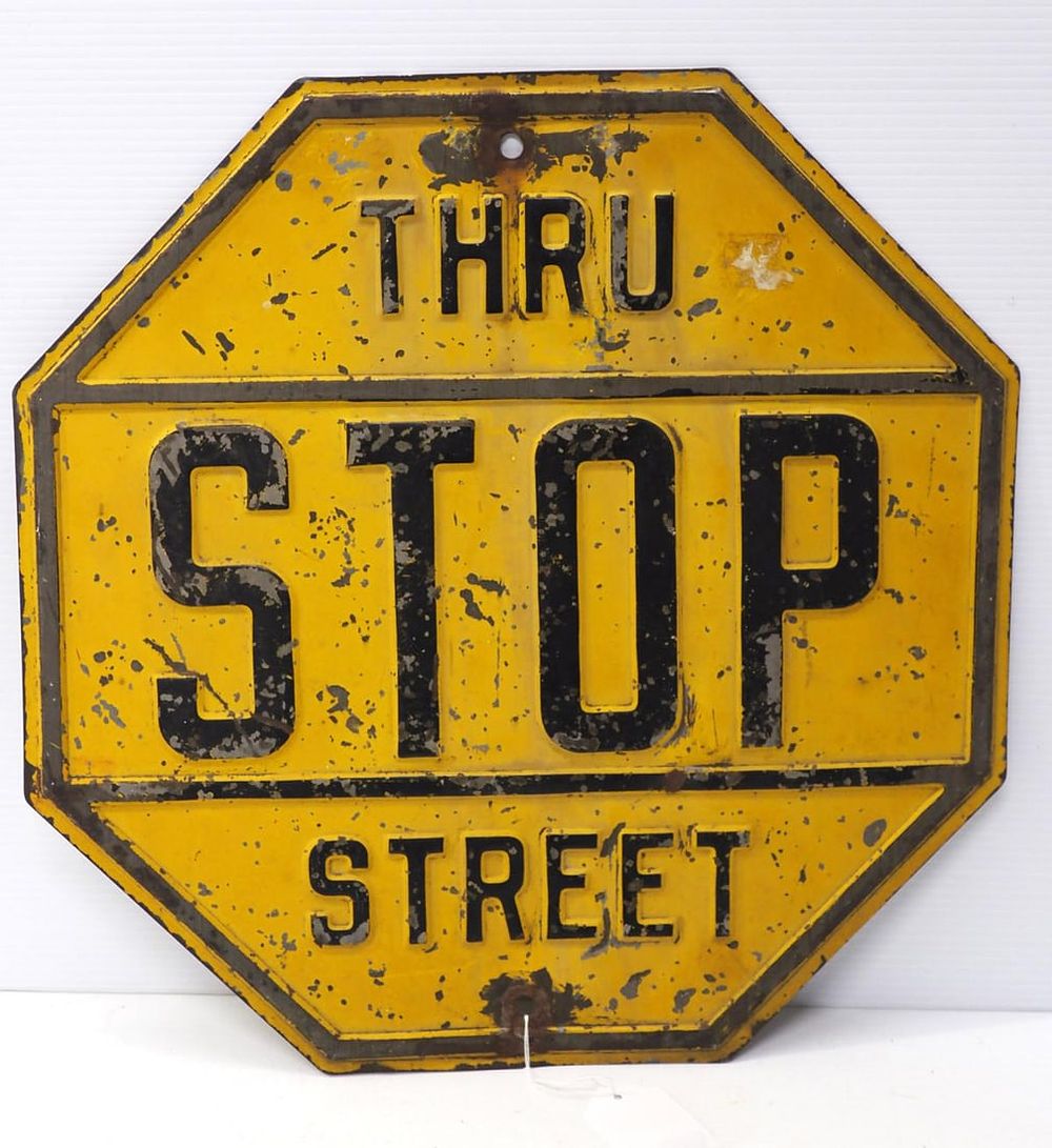 Lot 1212: STOP Thru Street sign