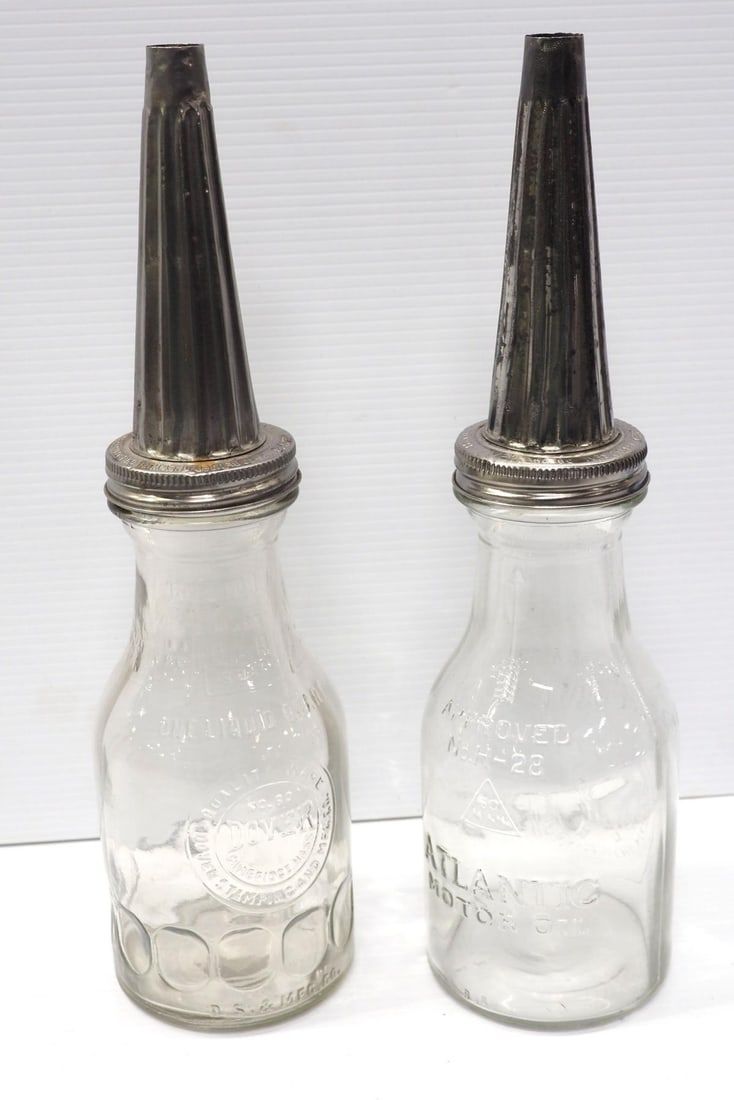 Lot 1227: (2) 1-quart glass oil bottles with spouts