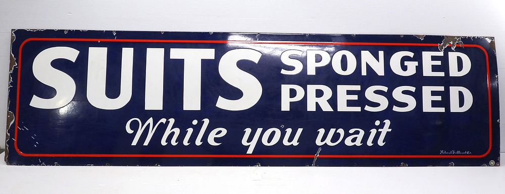 Lot 1237: Suits Sponged & Pressed While You Wait sign