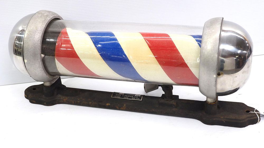 Lot 1251: Electric wall-mount barber pole