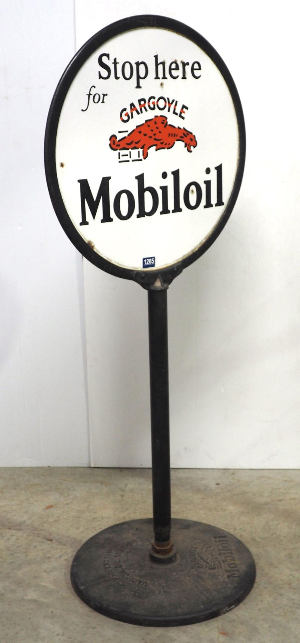 Lot 1265: Mobiloil Gargoyle street sign